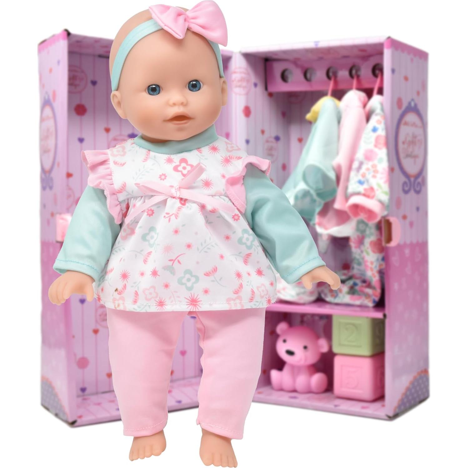 Muñeca Bebé 35 cm Regalo Boutique con Armario y Accesorios