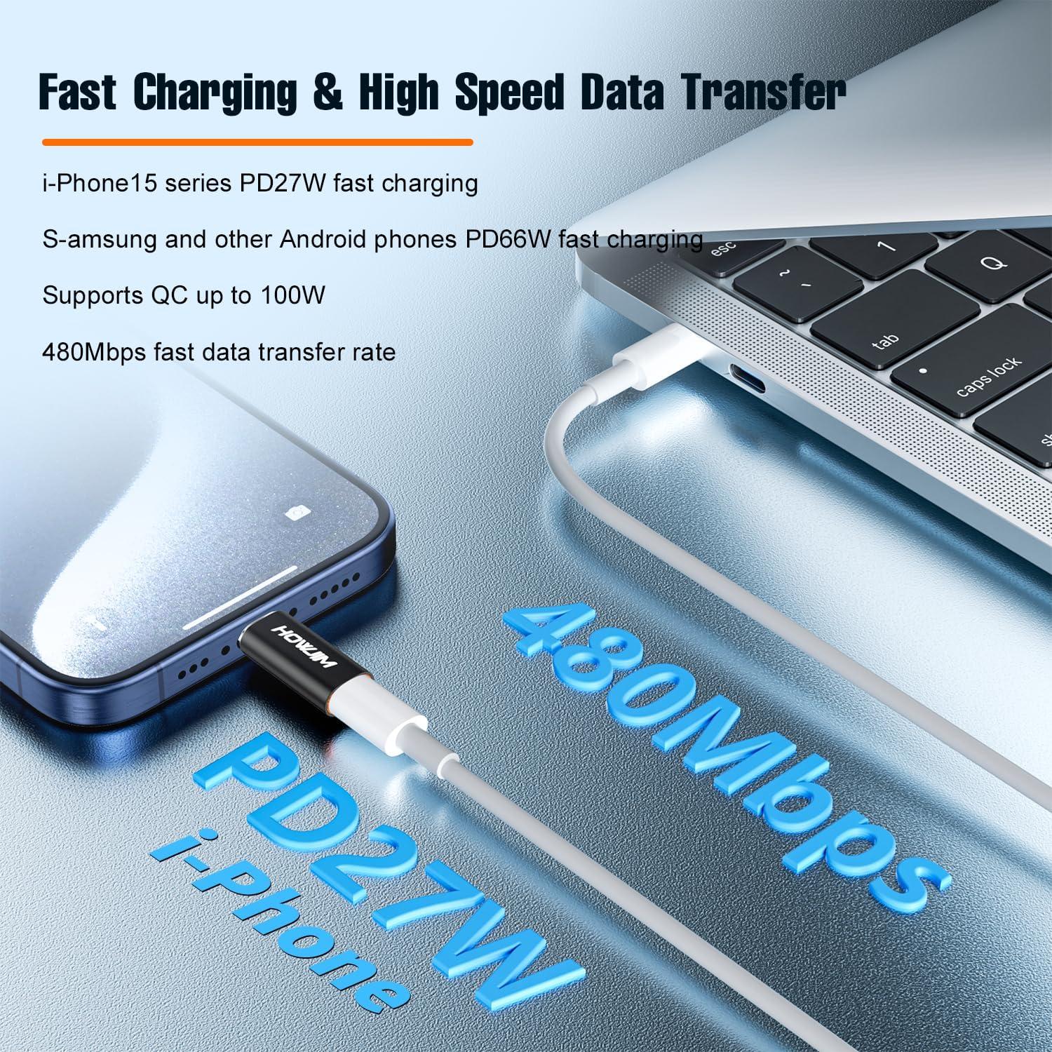 Adaptador Lightning a USB-C HOWJIM 2Pack Carga Rápida 27W