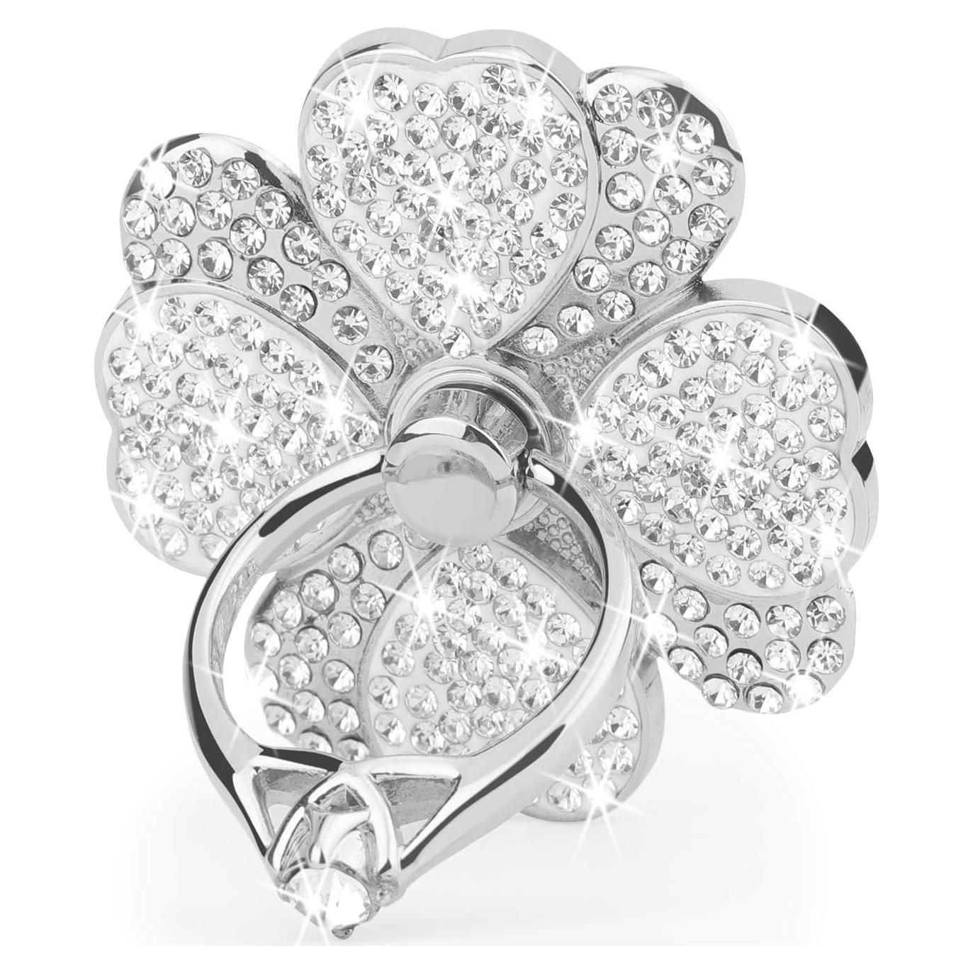 Soporte de anillo para teléfono Nsiucion trébol plata 360°