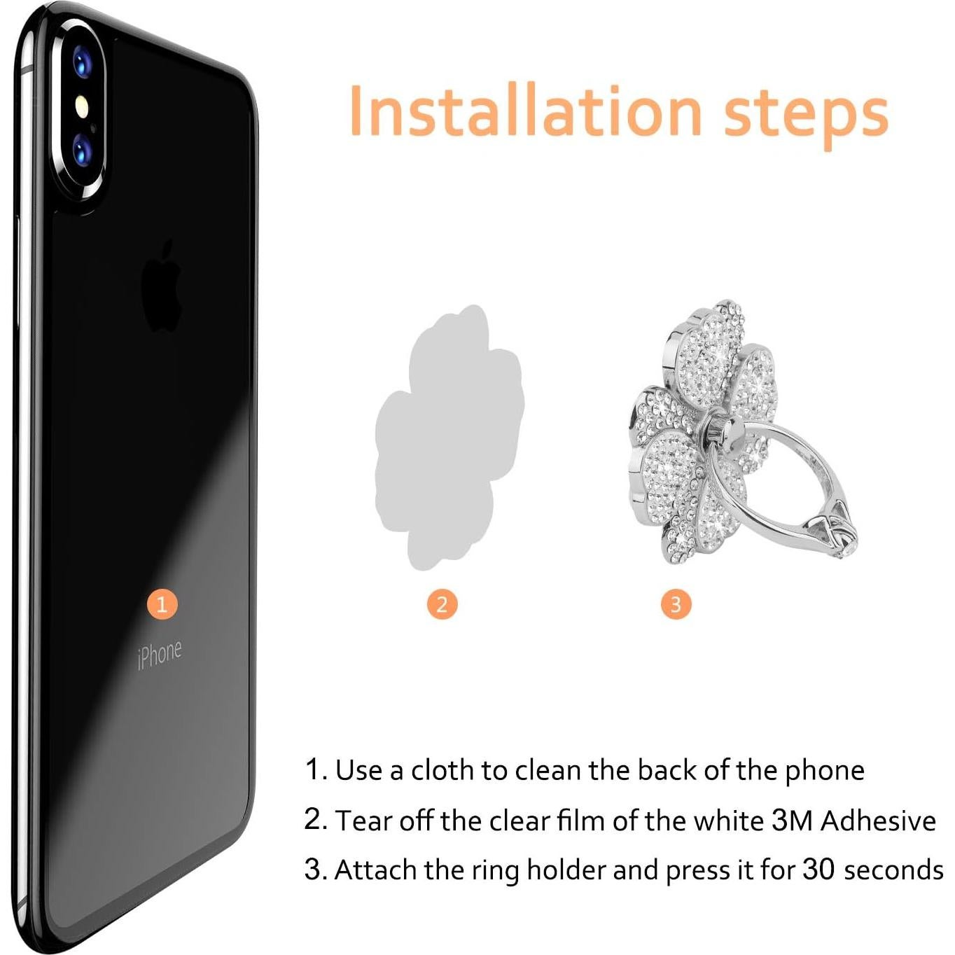 Soporte de anillo para teléfono Nsiucion trébol plata 360°