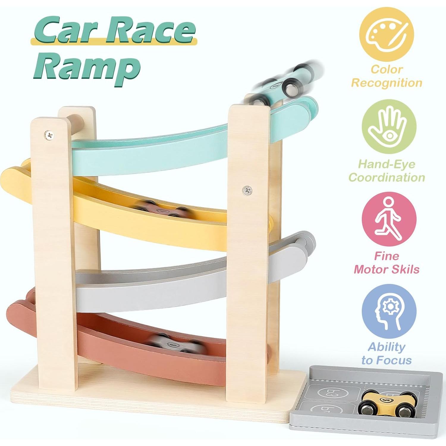 Juguete de Rampa de Coches Vanplay con 4 Coches Mini 22.86cm