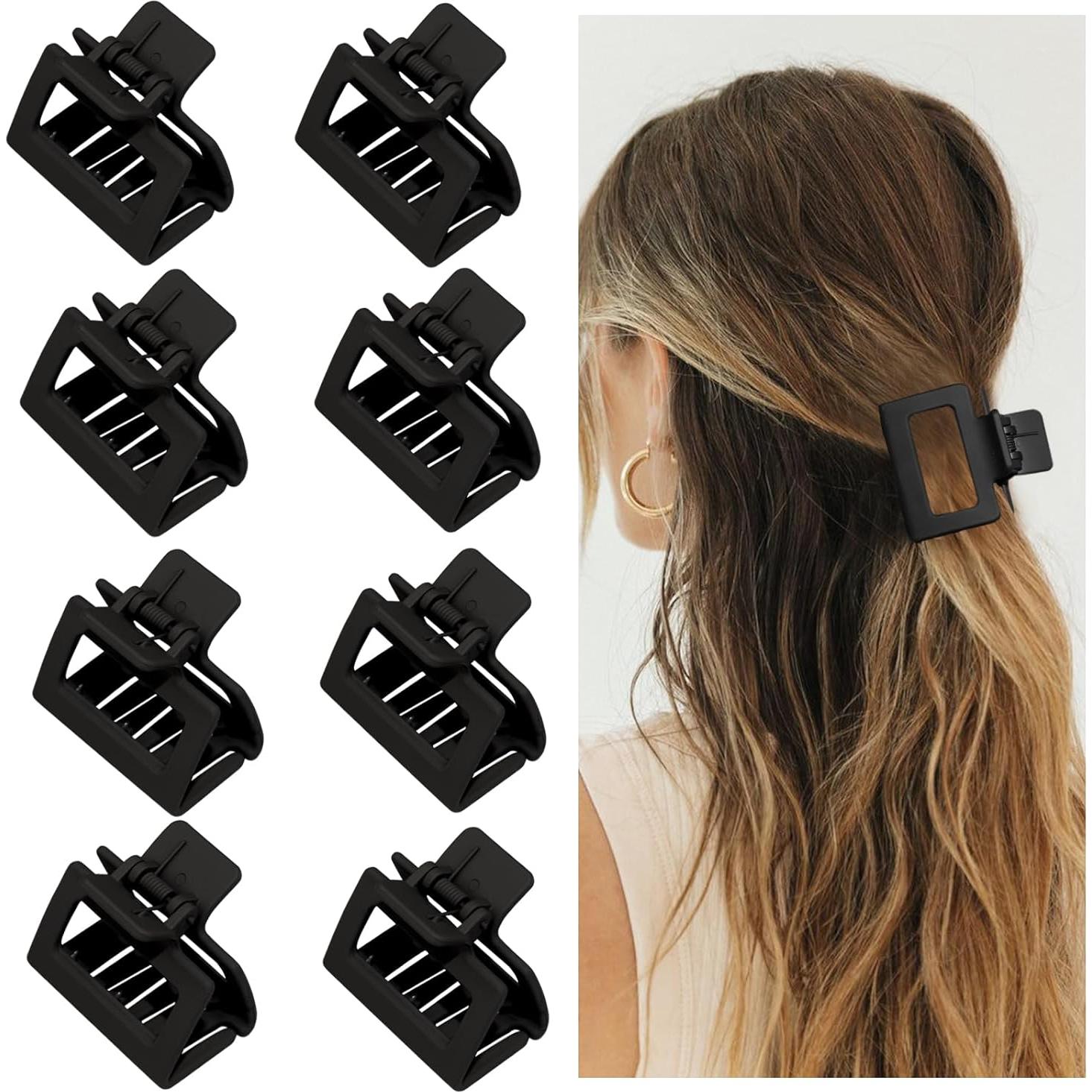 Pinzas de Garra para Cabello Fino y Grueso Cobinaan - 8 Piezas Negras