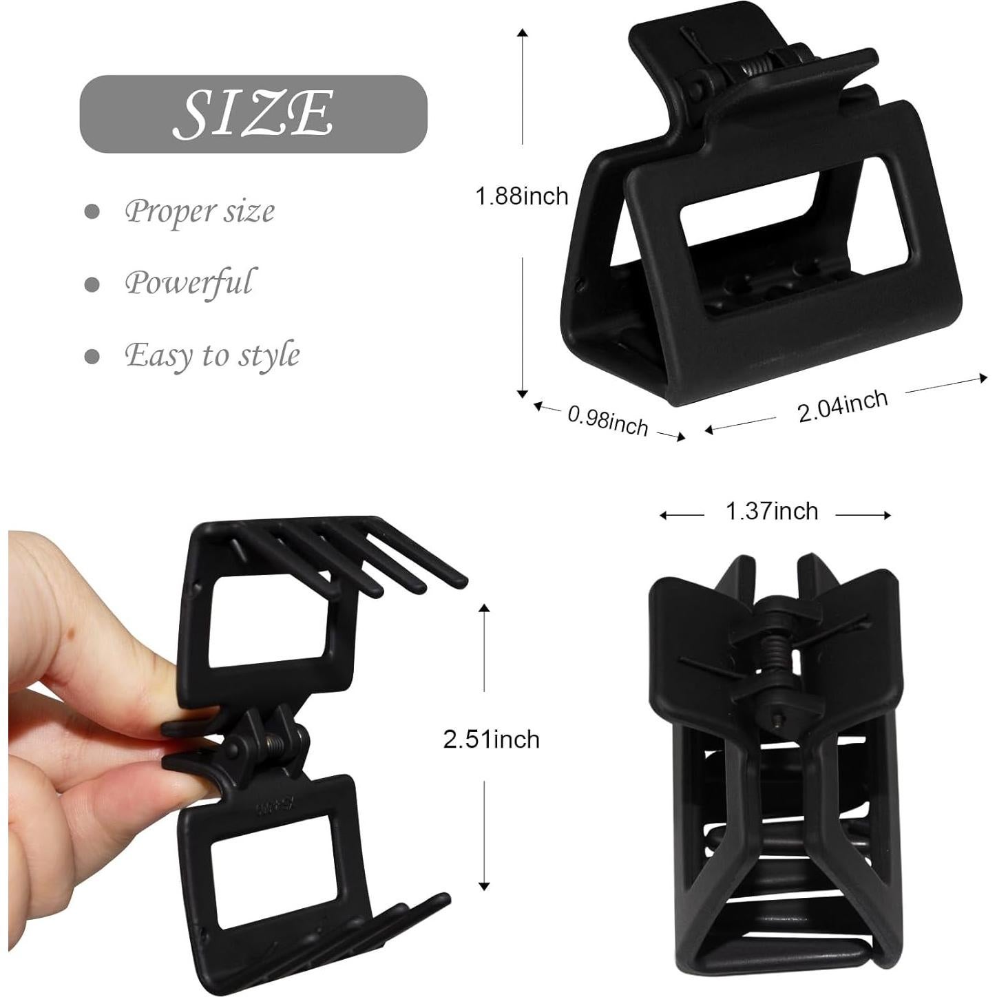 Pinzas de Garra para Cabello Fino y Grueso Cobinaan - 8 Piezas Negras