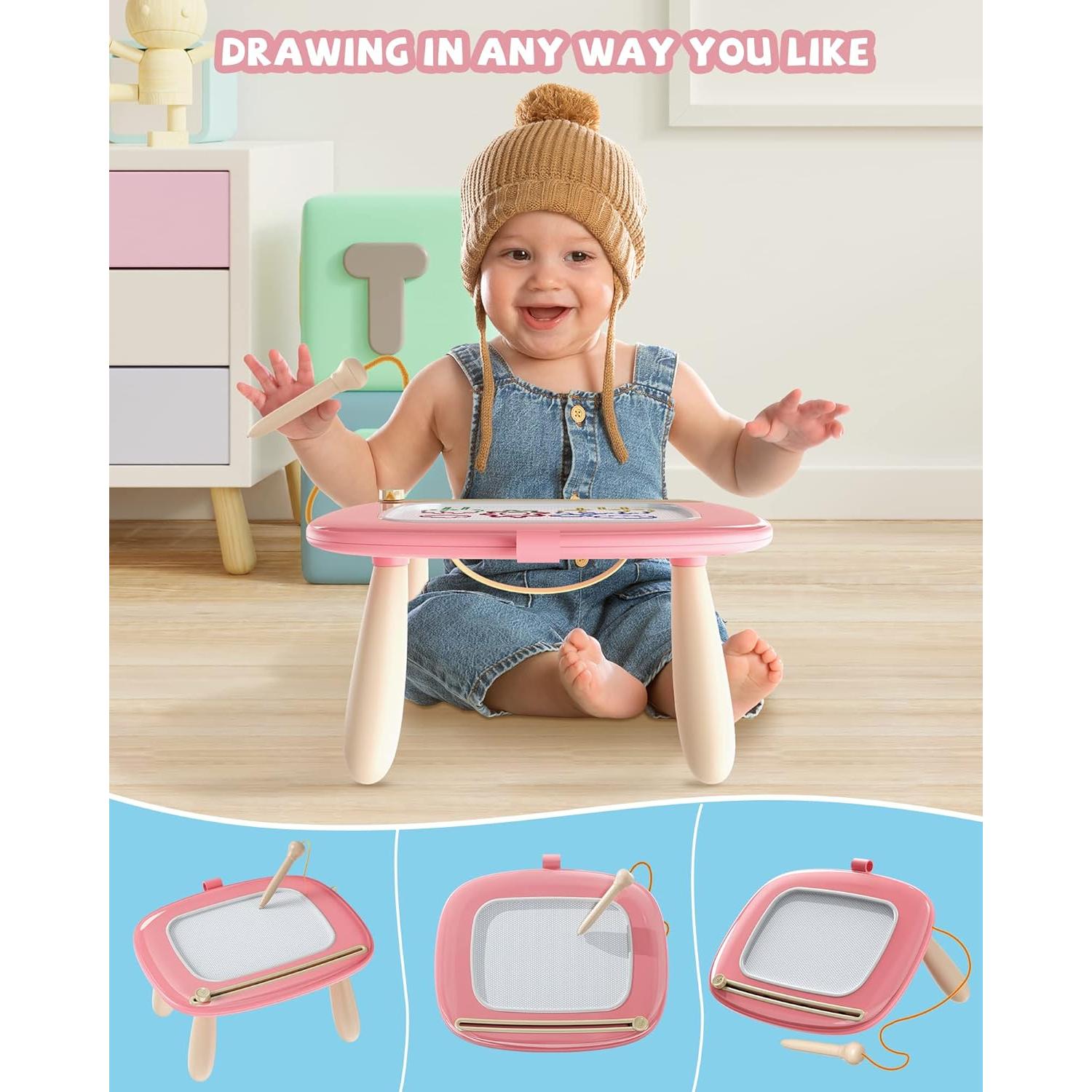 Tabla Magnética de Dibujo Kikapabi Rosa 22 cm para Niños 1-3 Años