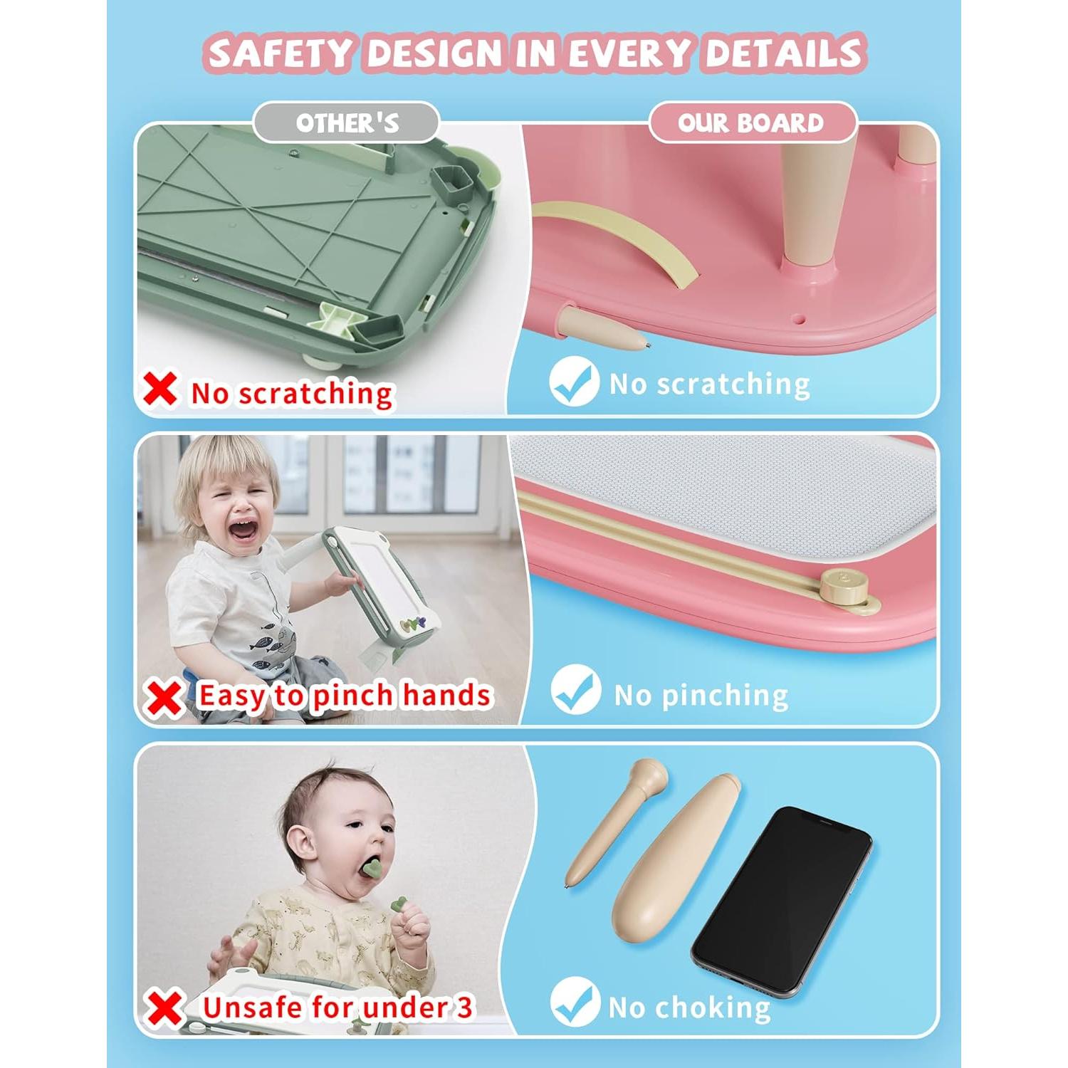 Tabla Magnética de Dibujo Kikapabi Rosa 22 cm para Niños 1-3 Años