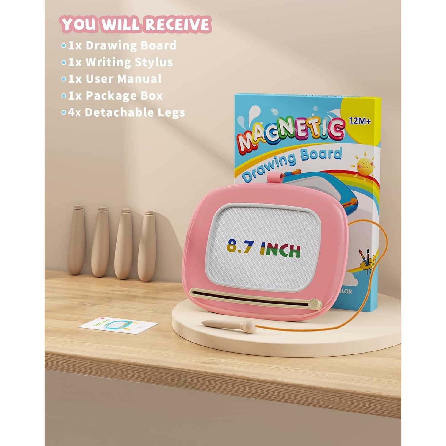 Tabla Magnética de Dibujo Kikapabi Rosa 22 cm para Niños 1-3 Años