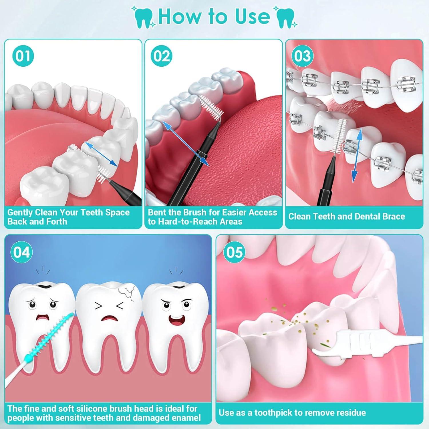 Lezmarket 300 Cepillos Interdentales para Brackets Negros