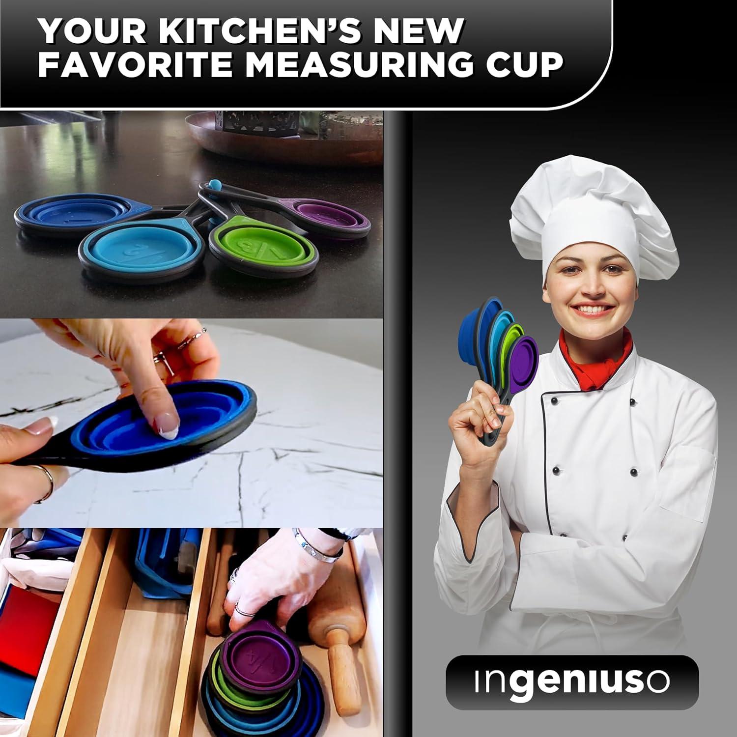 Juego de Tazas de Medir Plegables Ingeniuso 250ml Silicona