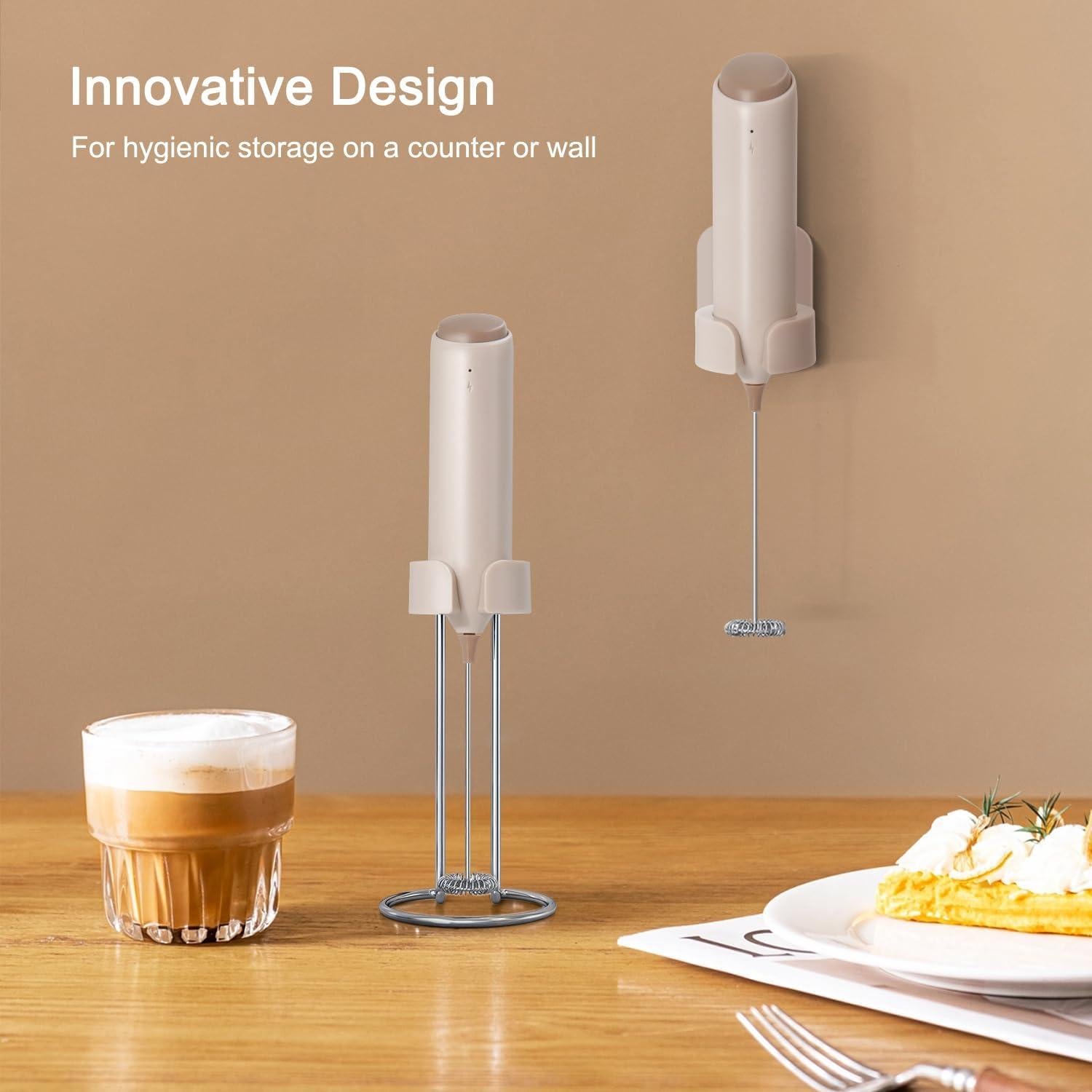 Espumador de Leche Eléctrico ELMWAY KJBQ-10 Recargable Beige