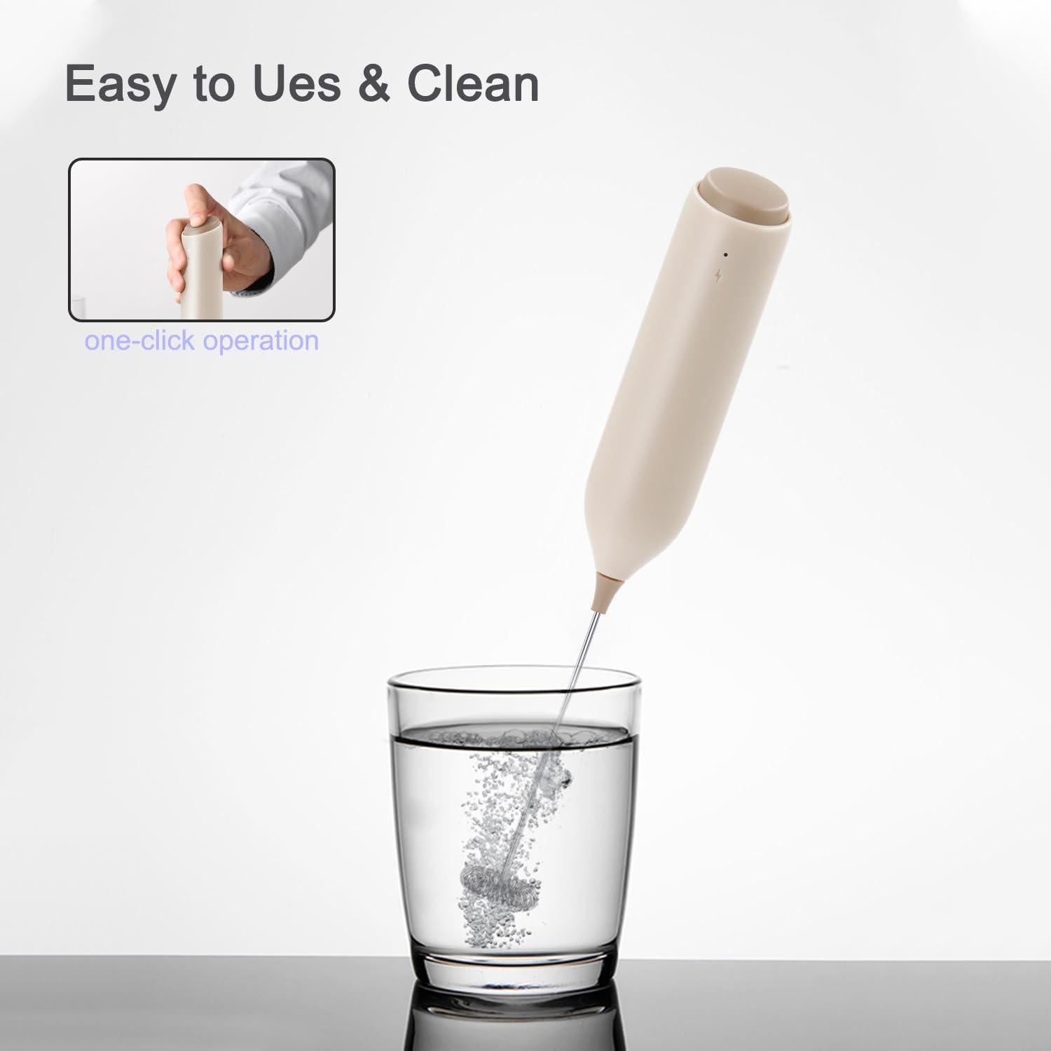 Espumador de Leche Eléctrico ELMWAY KJBQ-10 Recargable Beige