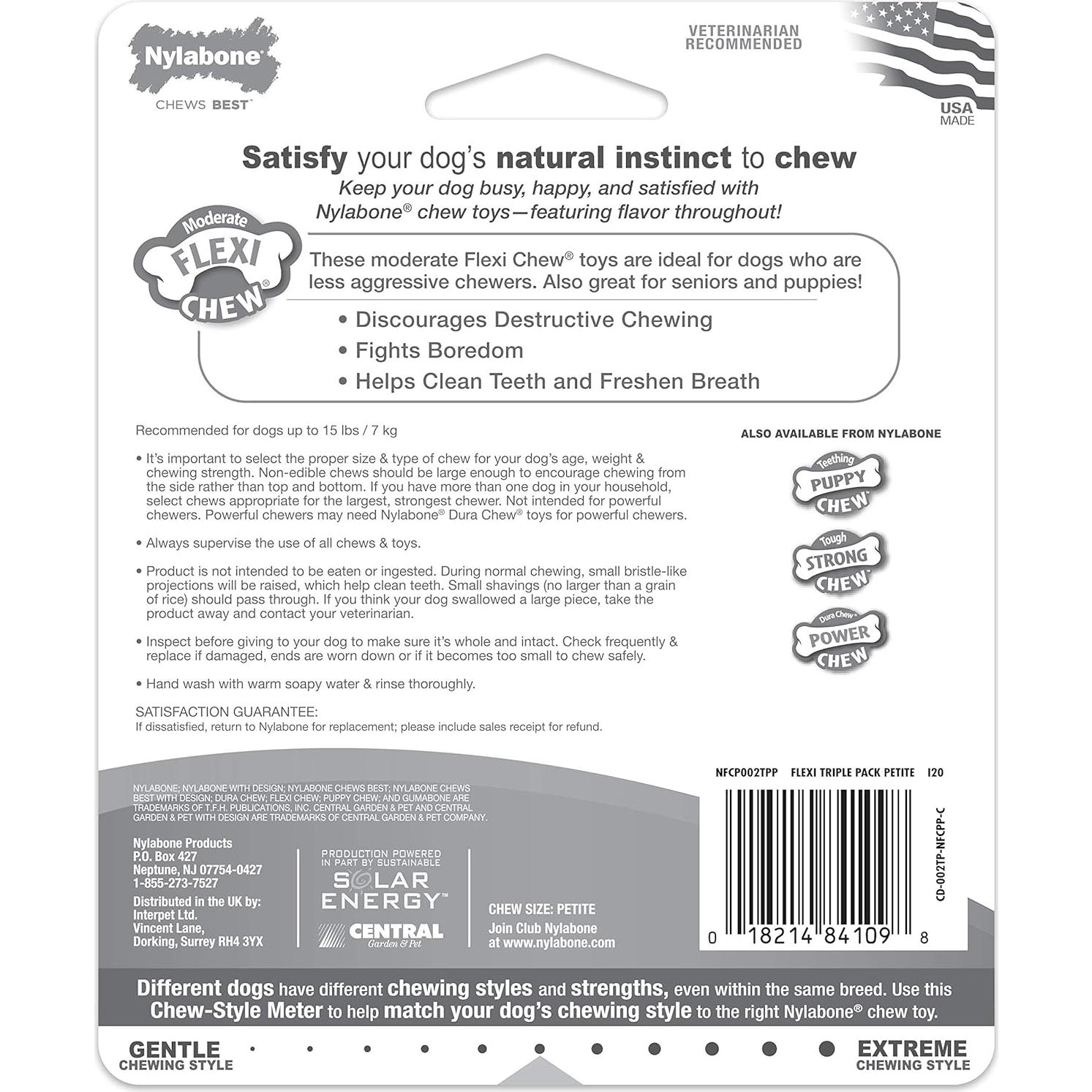 Hueso Nylabone Flexi Chew para Perros X-Pequeño 3 Unidades