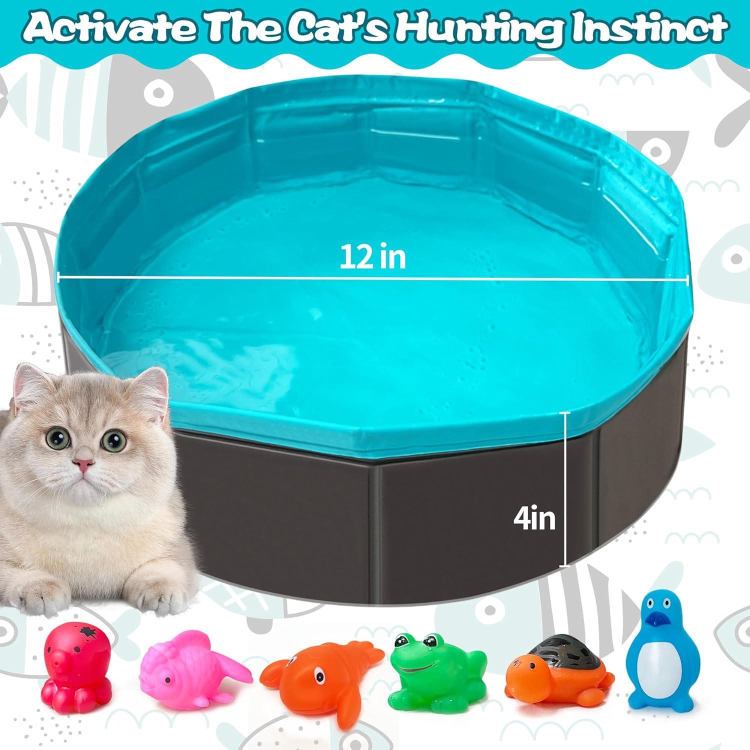 Juguete de piscina para gatos Yopetox con 6 juguetes acuáticos