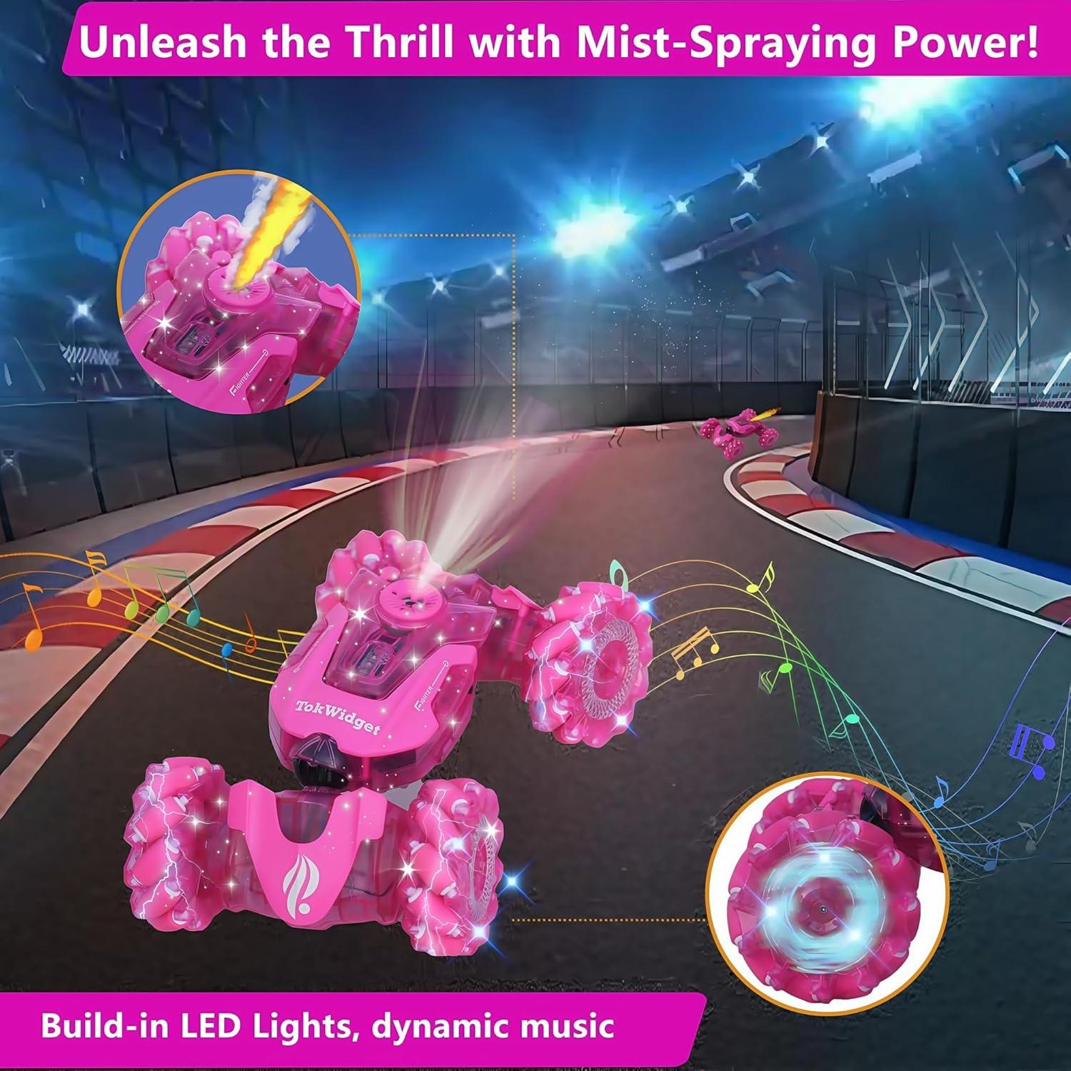 Coche de Control Remoto Rosa Tokwidget 4WD Acrobacias 360°