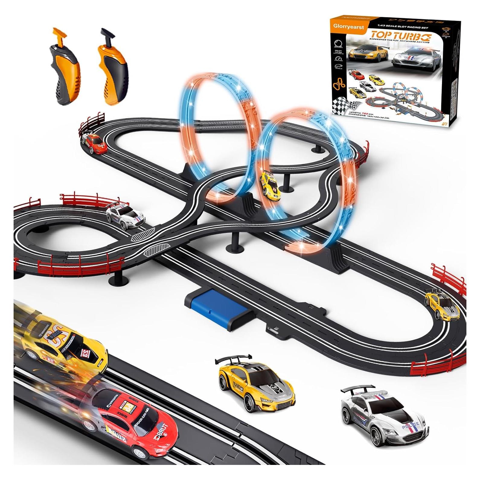 Pista de Carreras Eléctrica GY 8.53m con 4 Coches LED 1:43