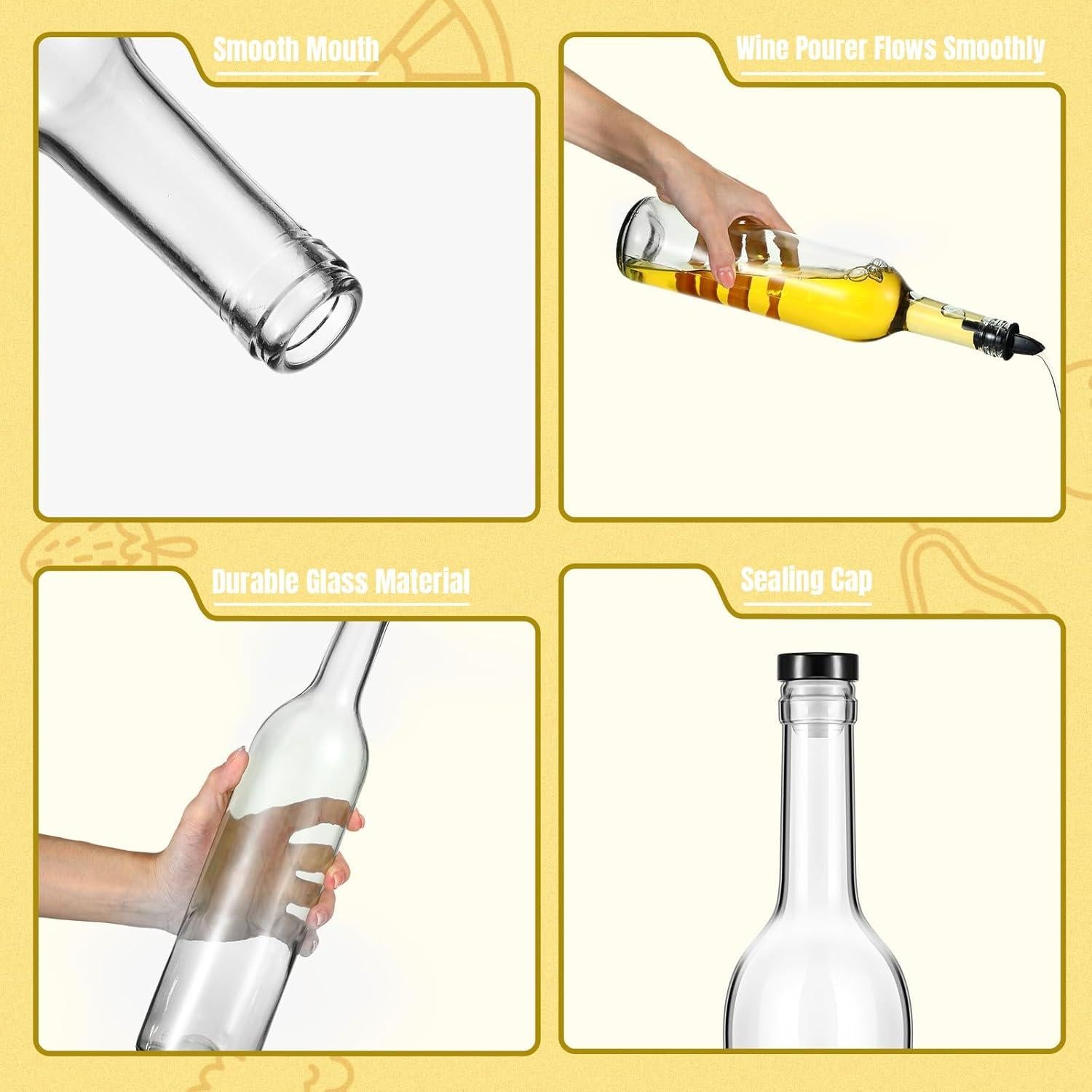 Baderke 6 Botellas de Vidrio 0.74L con Vertedor y Tapas