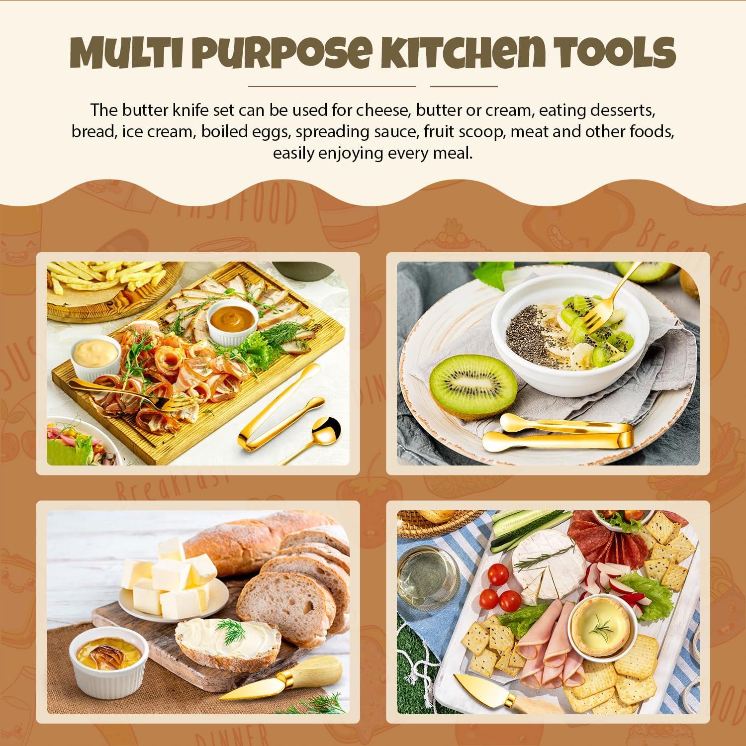 Juego de Utensilios de Charcutería Dorados - 9 Piezas