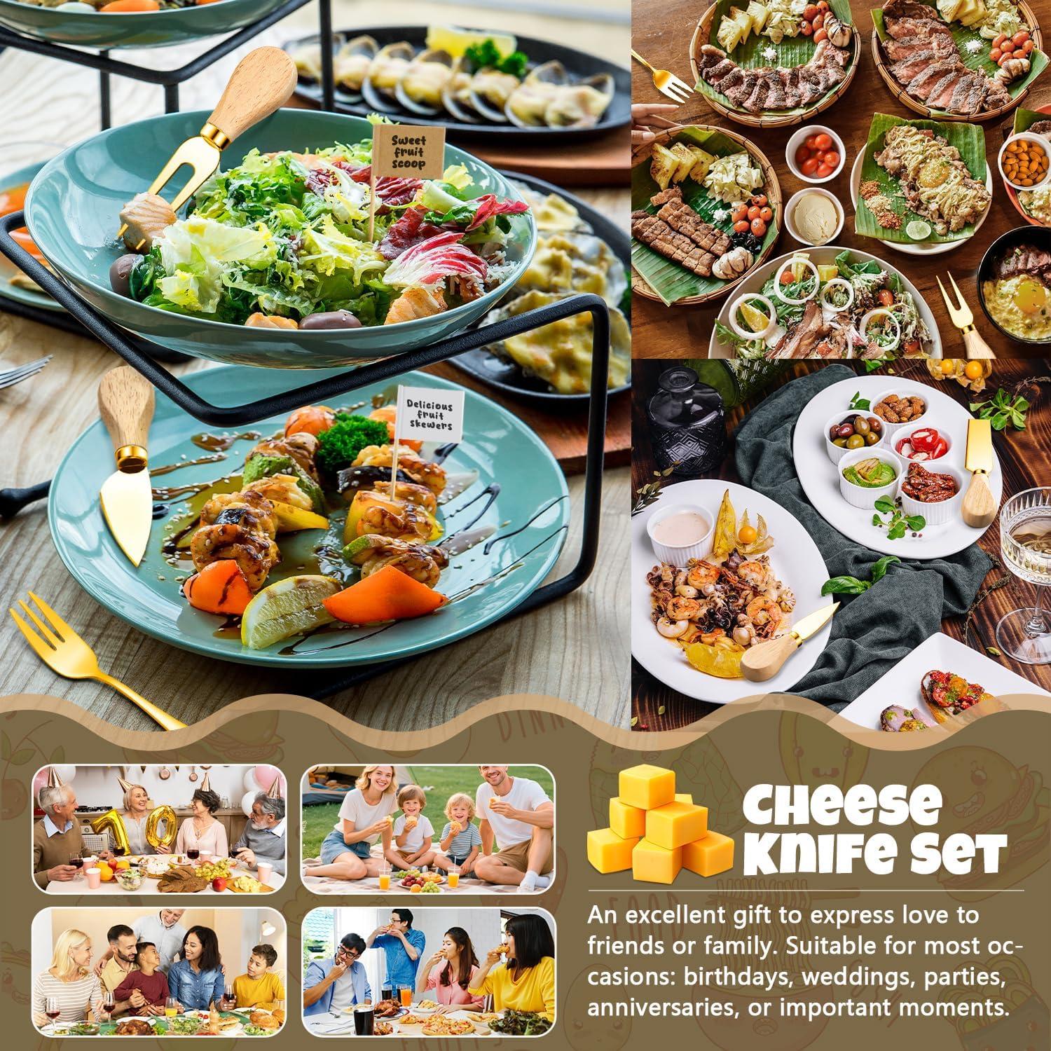 Juego de Utensilios de Charcutería Dorados - 9 Piezas