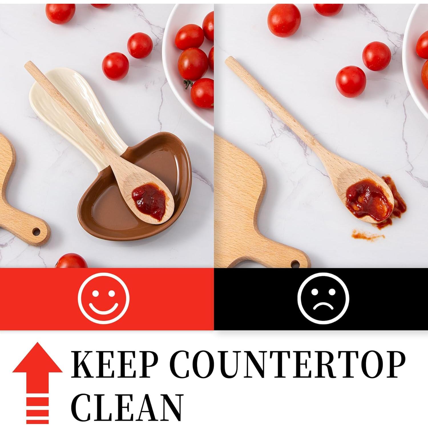 Soporte para cuchara de hongo marrón YumiPLUS cerámica 20.1x12.7 cm