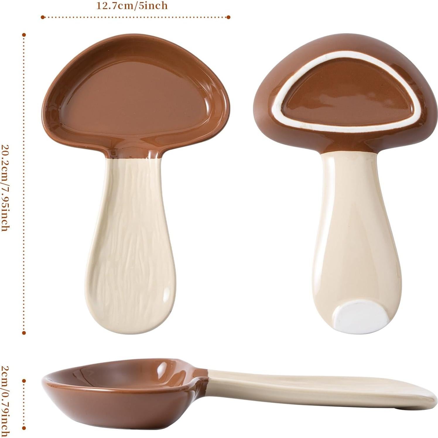 Soporte para cuchara de hongo marrón YumiPLUS cerámica 20.1x12.7 cm