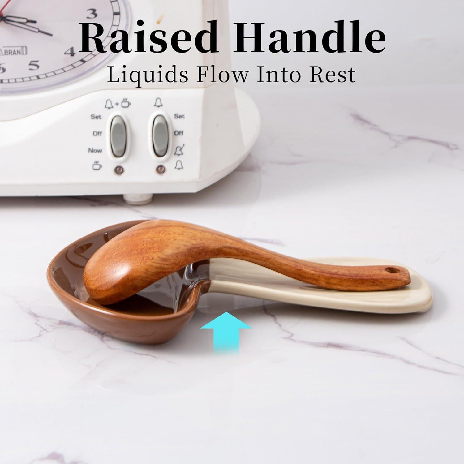 Soporte para cuchara de hongo marrón YumiPLUS cerámica 20.1x12.7 cm