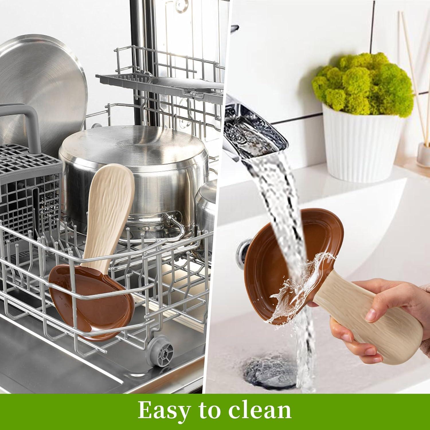 Soporte para cuchara de hongo marrón YumiPLUS cerámica 20.1x12.7 cm