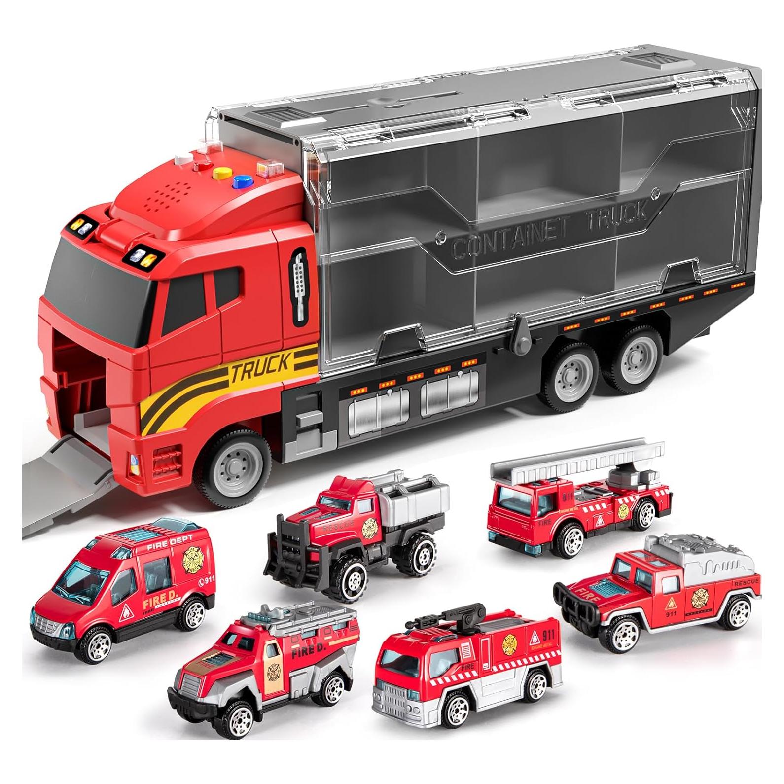 Set de Juguetes de Camión de Bomberos TEMI con Alfombrilla 80x70cm