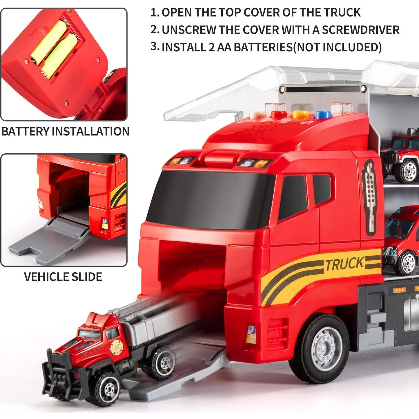 Set de Juguetes de Camión de Bomberos TEMI con Alfombrilla 80x70cm