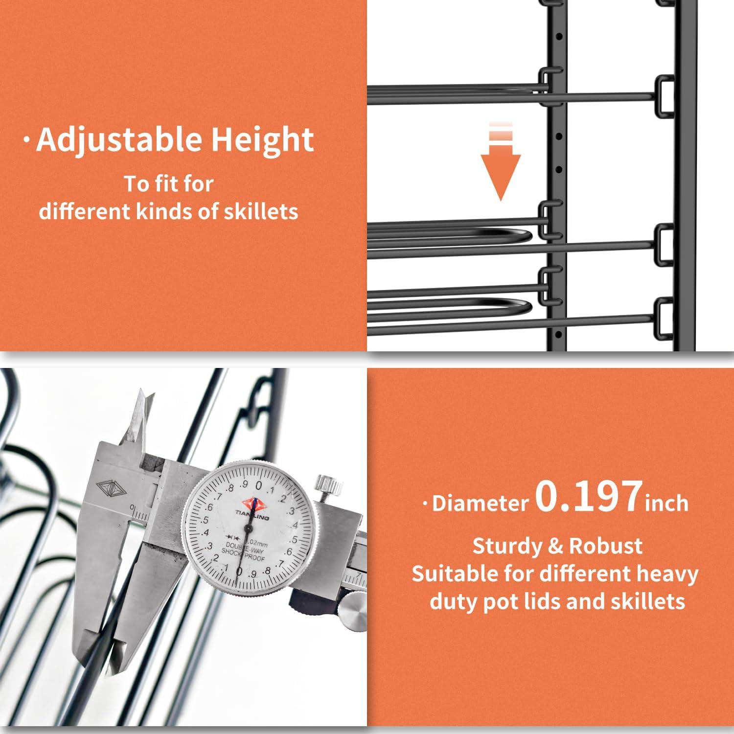 Organizador de Ollas y Sartenes JAQ Negro, Altura Ajustable 33.5 cm