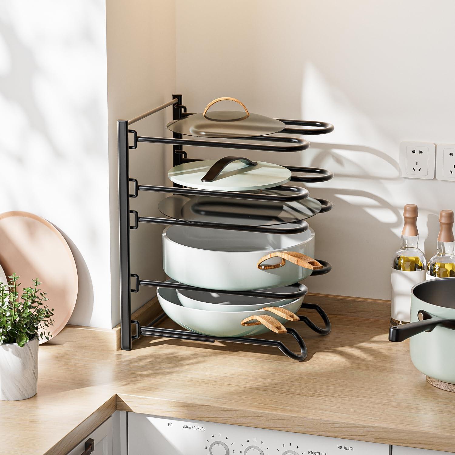 Organizador de Ollas y Sartenes JAQ Negro, Altura Ajustable 33.5 cm