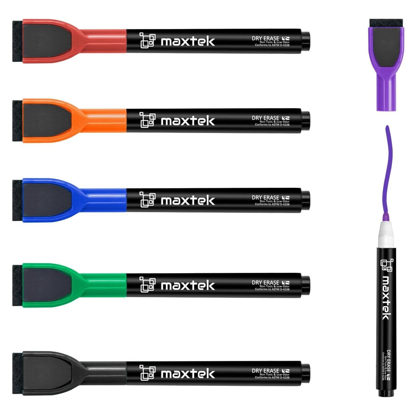 Marcadores Borrables Maxtek - 6 Unidades Punta Fina Multicolor