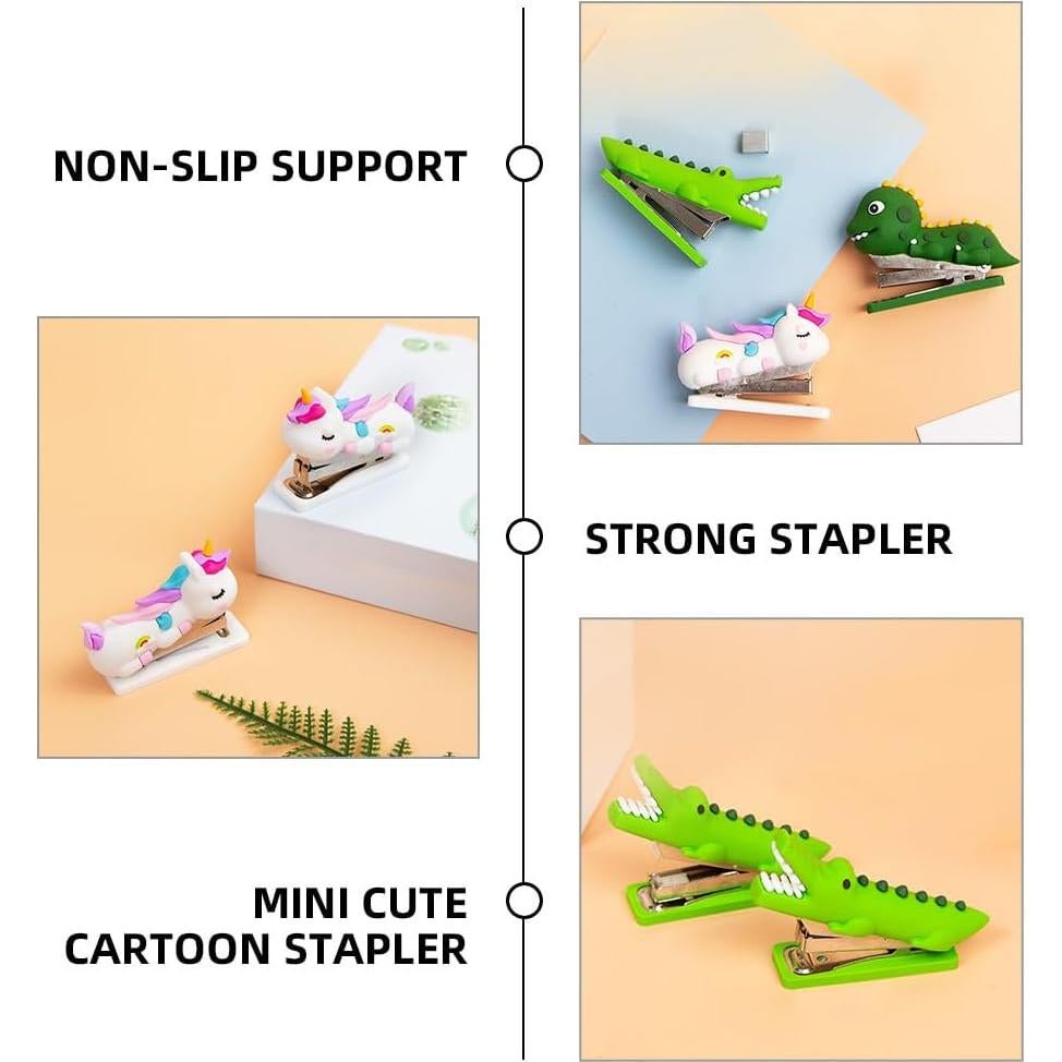 Grapadoras Mini de Mano Operitacx 3pcs Animales Cocodrilo Dinosaurio