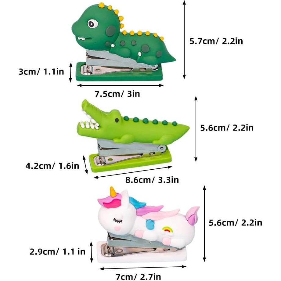 Grapadoras Mini de Mano Operitacx 3pcs Animales Cocodrilo Dinosaurio