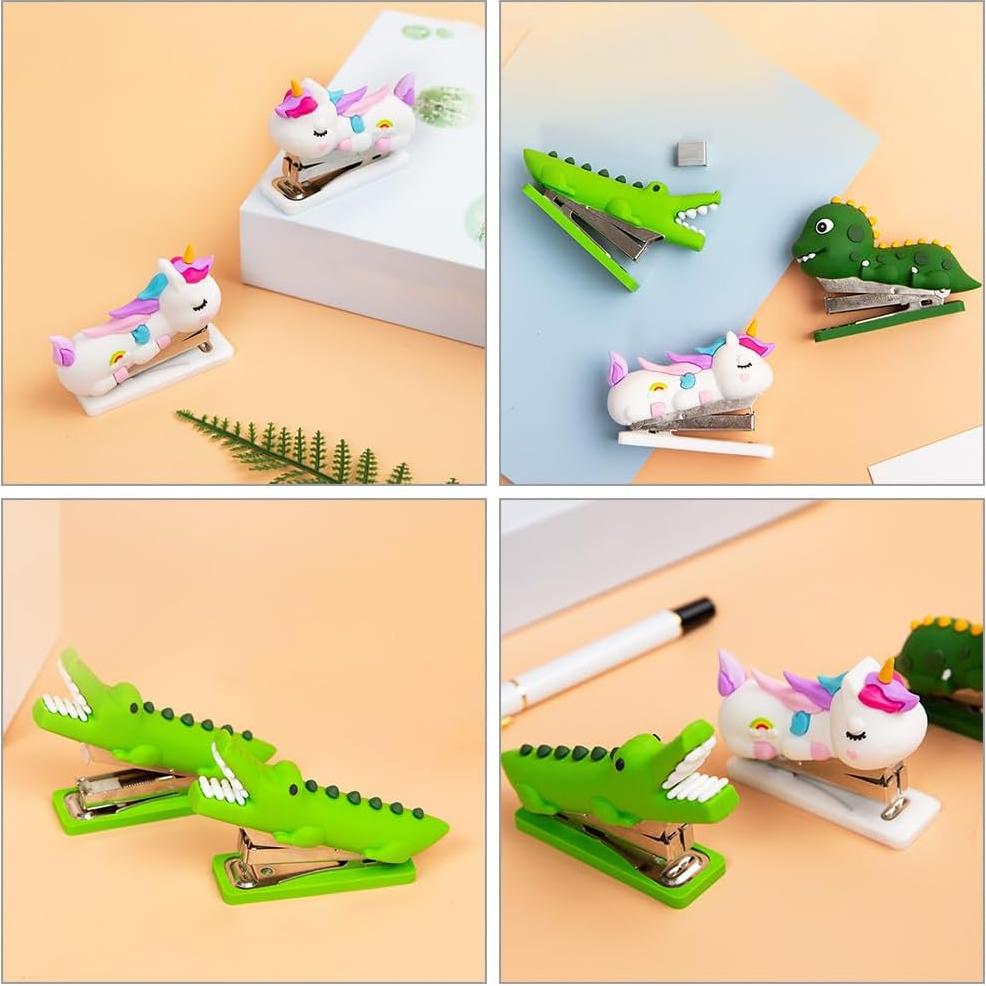 Grapadoras Mini de Mano Operitacx 3pcs Animales Cocodrilo Dinosaurio