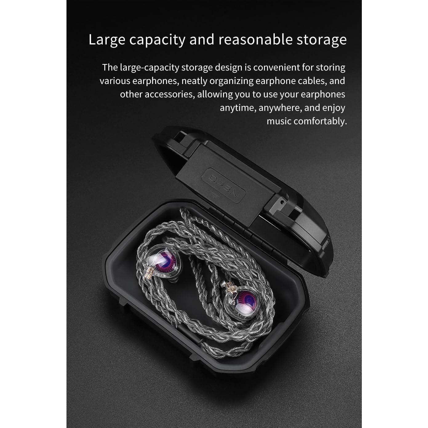 Funda de Cuero PU TRN MAG+ para Auriculares HiFi - Negro Transparente