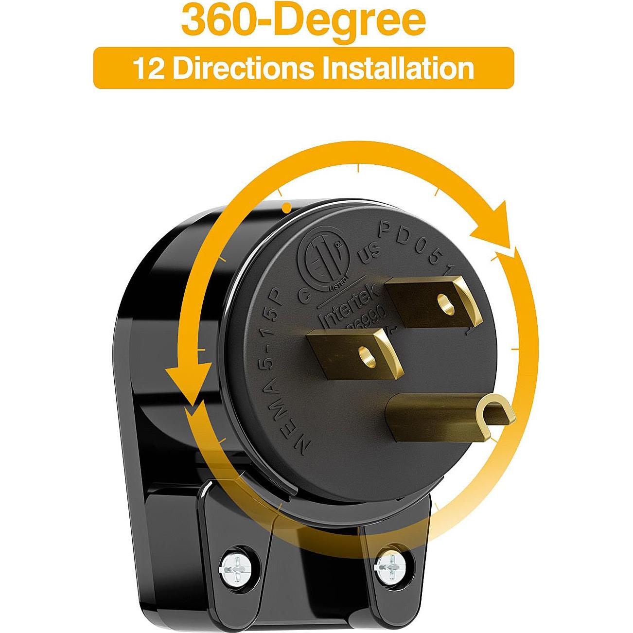 Enchufe en Ángulo Recto Nema 5-15P PluGrand 15A 125V Negro