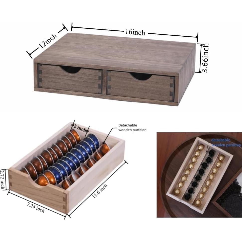 Soporte de Cajón para Cápsulas de Café DDYURI - Madera Oscura