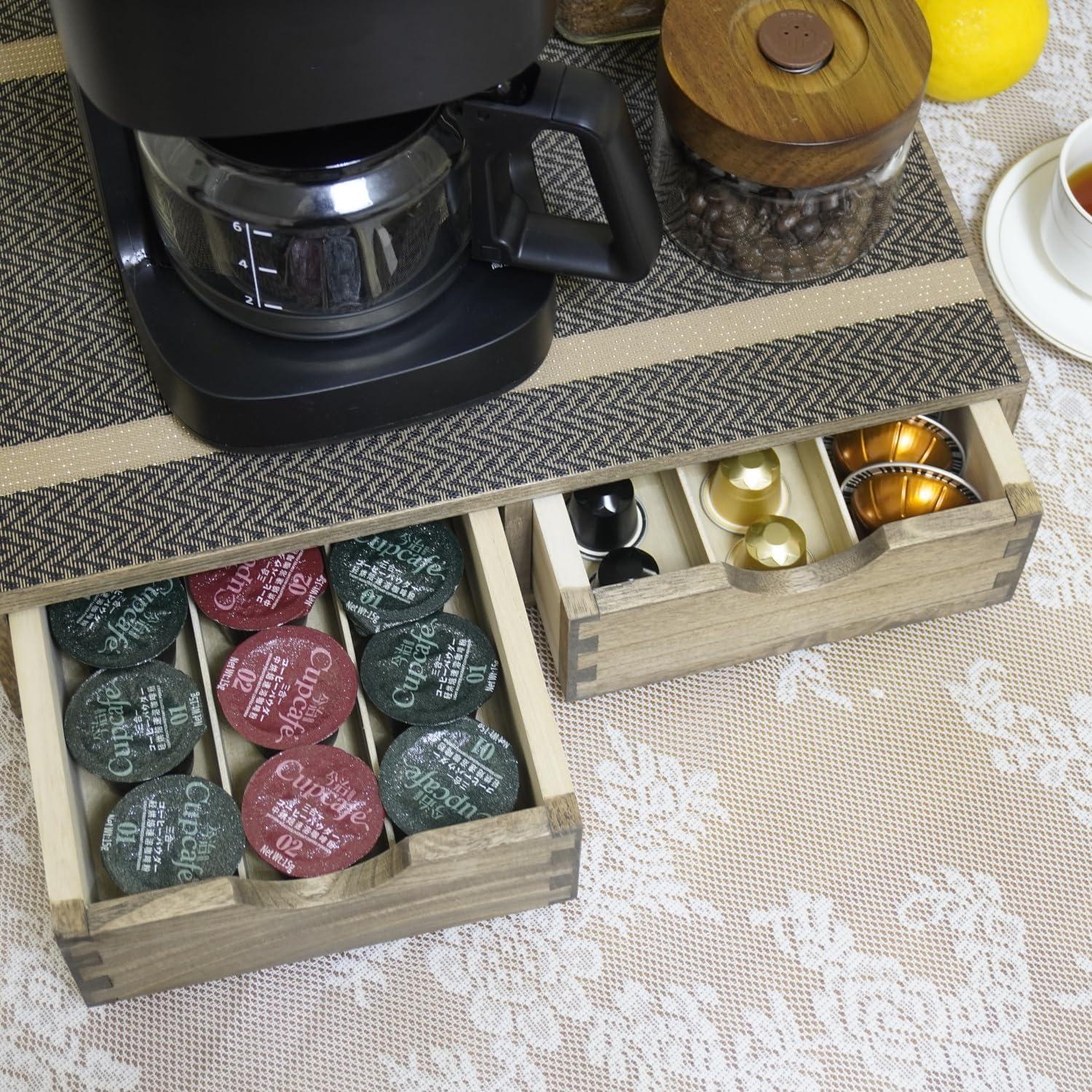 Soporte de Cajón para Cápsulas de Café DDYURI - Madera Oscura