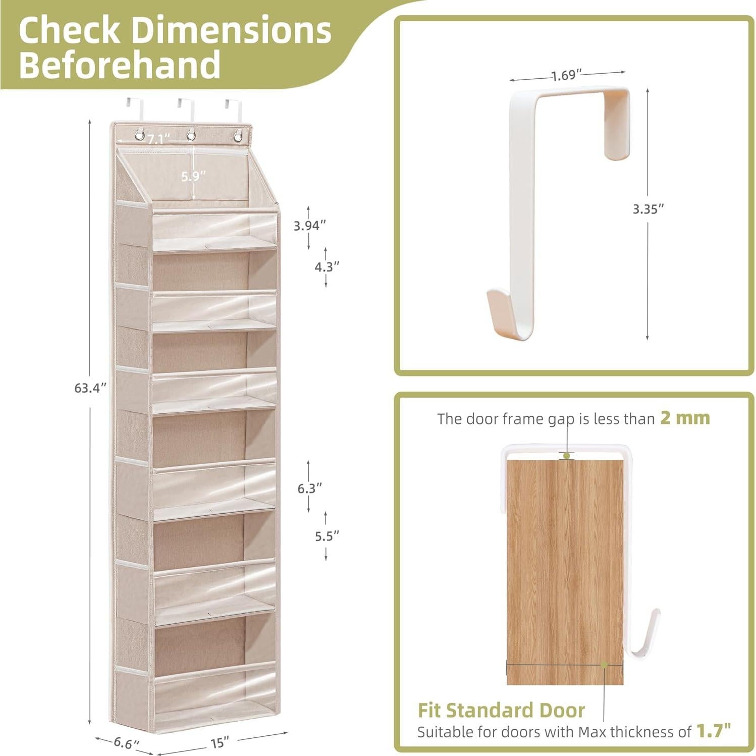 Organizador de Puerta Beige STORAGEIDEAS con 6 Bolsillos Grandes