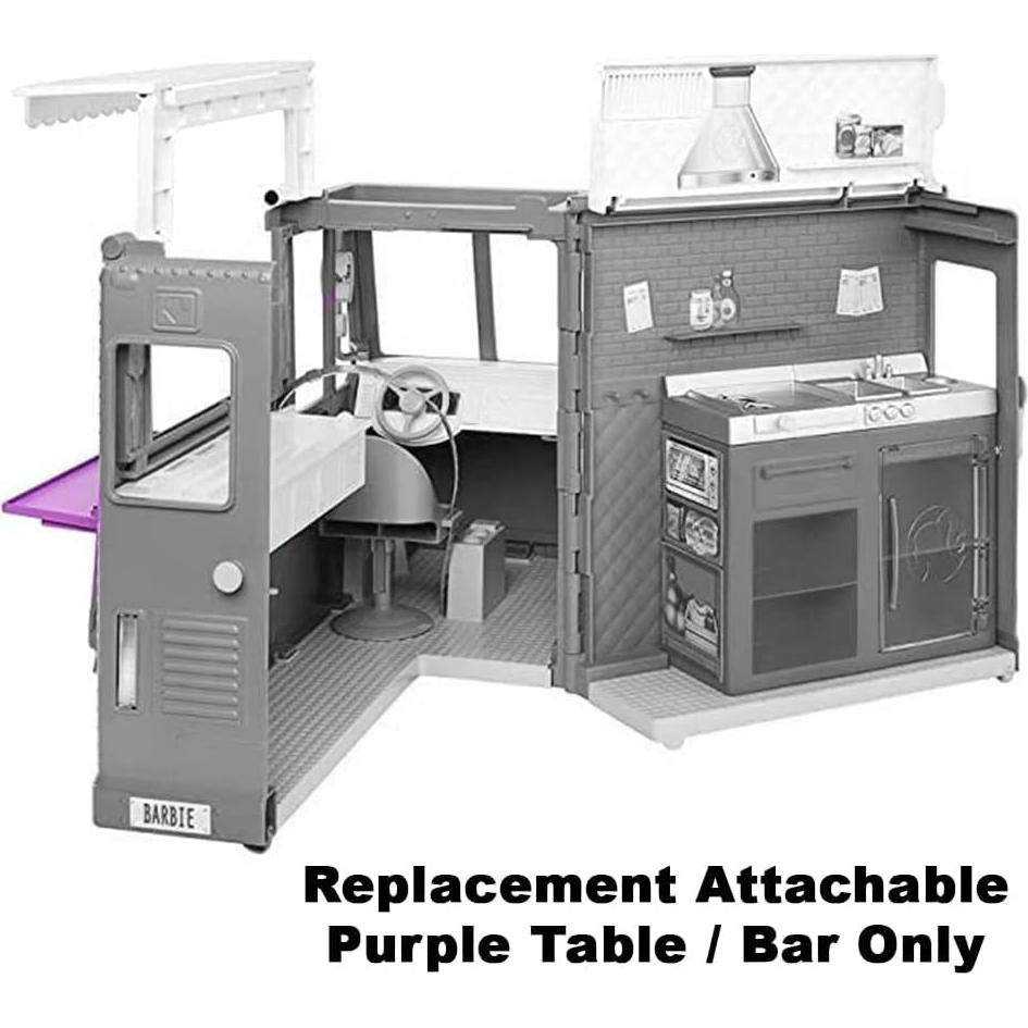 Mesa Bar Morado Adicional Barbie GMW07 para Camión de Comida