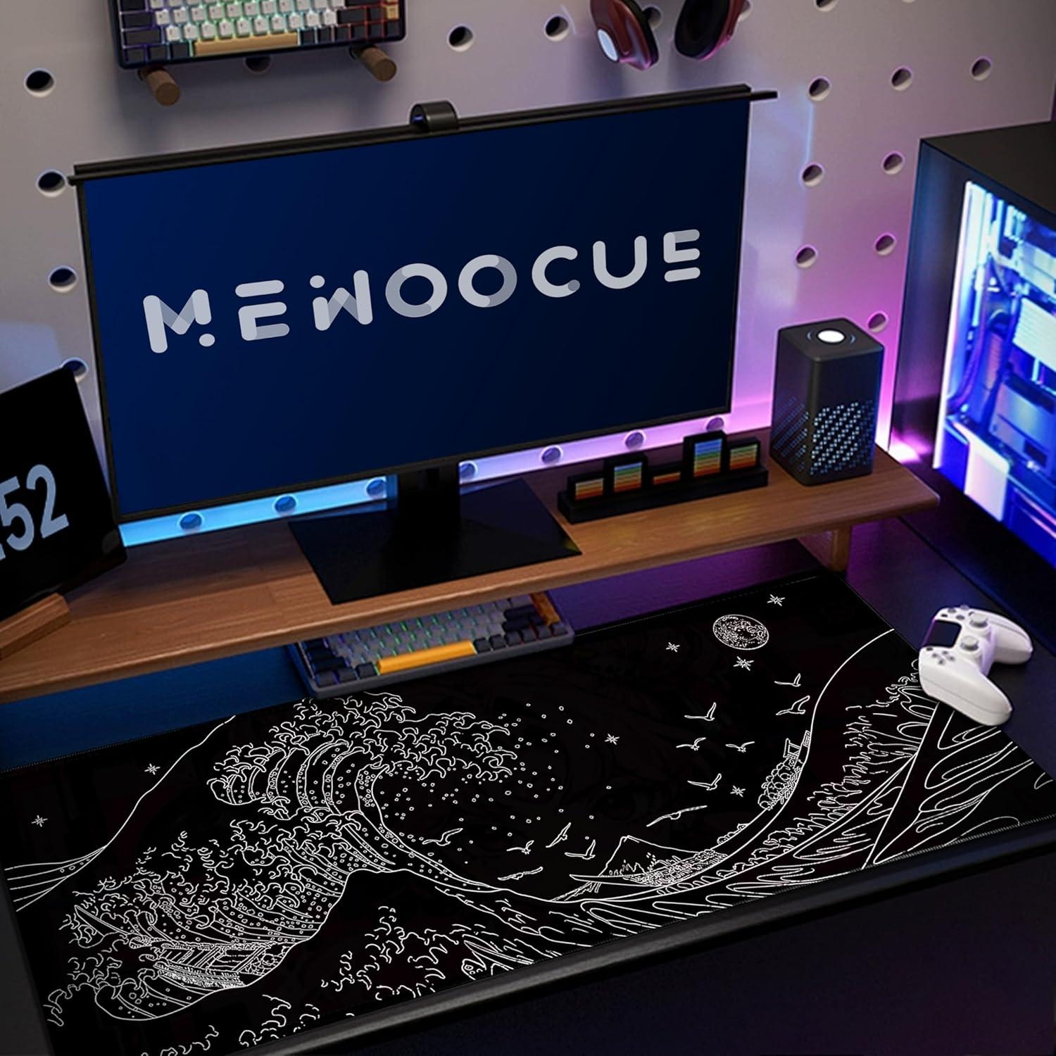 Alfombrilla de Ratón Grande MEWOOCUE Olas del Mar Negra 80x30cm