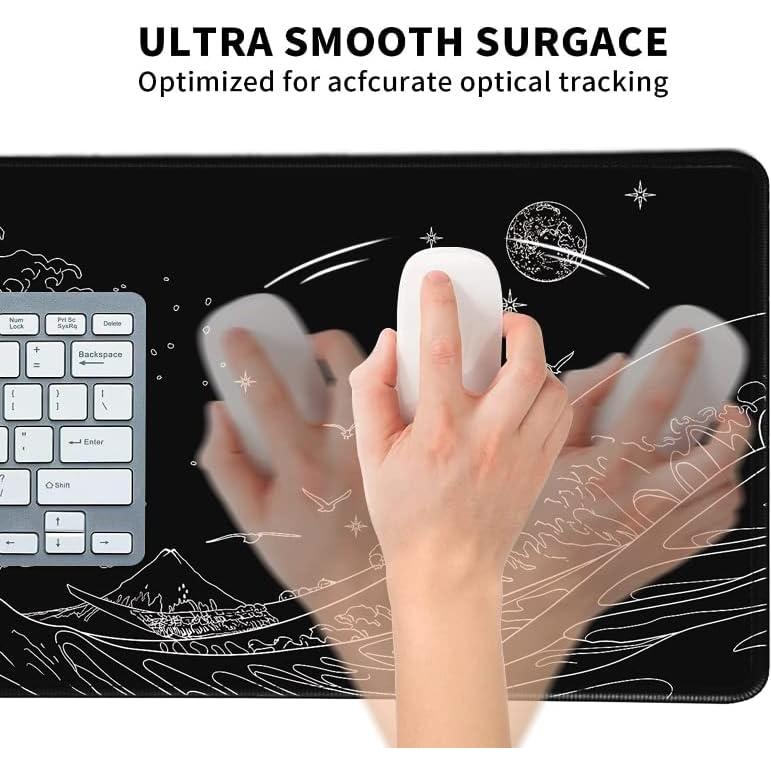 Alfombrilla de Ratón Grande MEWOOCUE Olas del Mar Negra 80x30cm