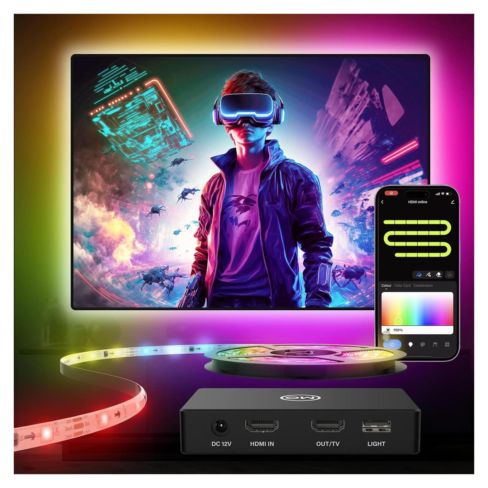 Tira de Luz LED MG 3.81m para TV 55-65" HDMI Sincronización