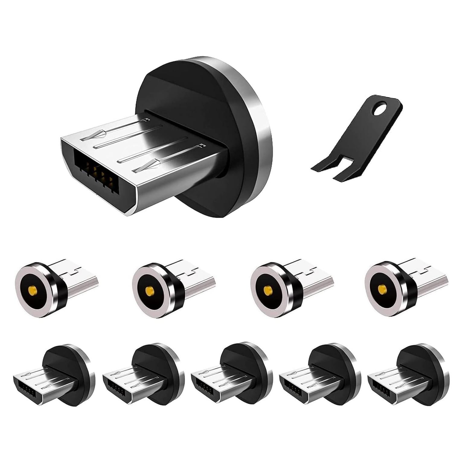 10 Piezas Puntas de Conector Magnético Boffdock Micro USB
