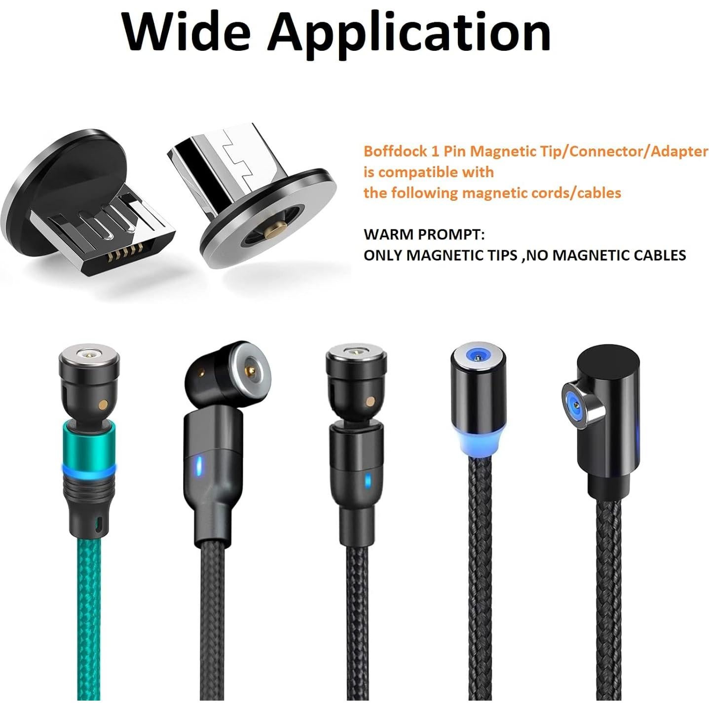 10 Piezas Puntas de Conector Magnético Boffdock Micro USB