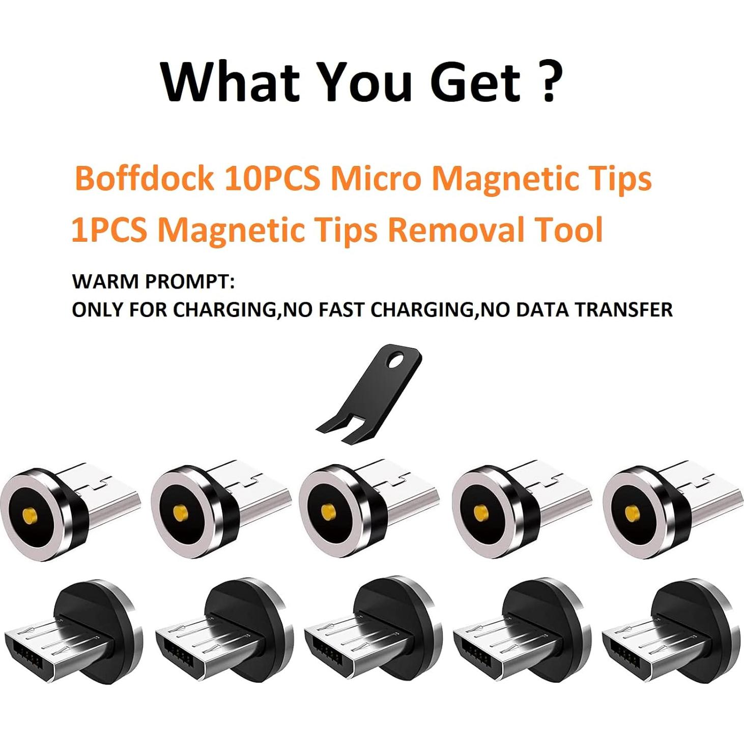 10 Piezas Puntas de Conector Magnético Boffdock Micro USB