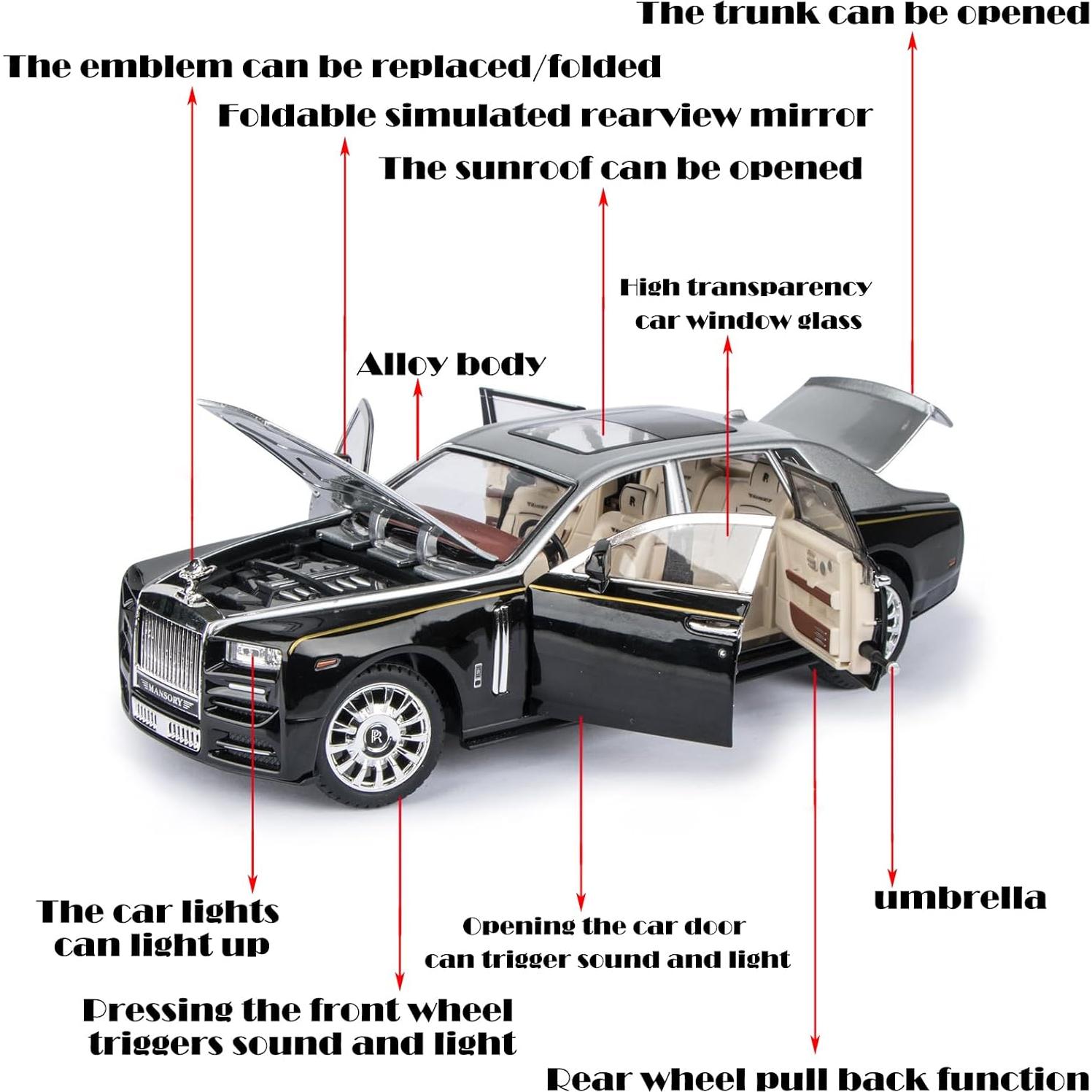 Coche de Juguete Rolls-Royce Phantom 1:24 con Luz y Sonido