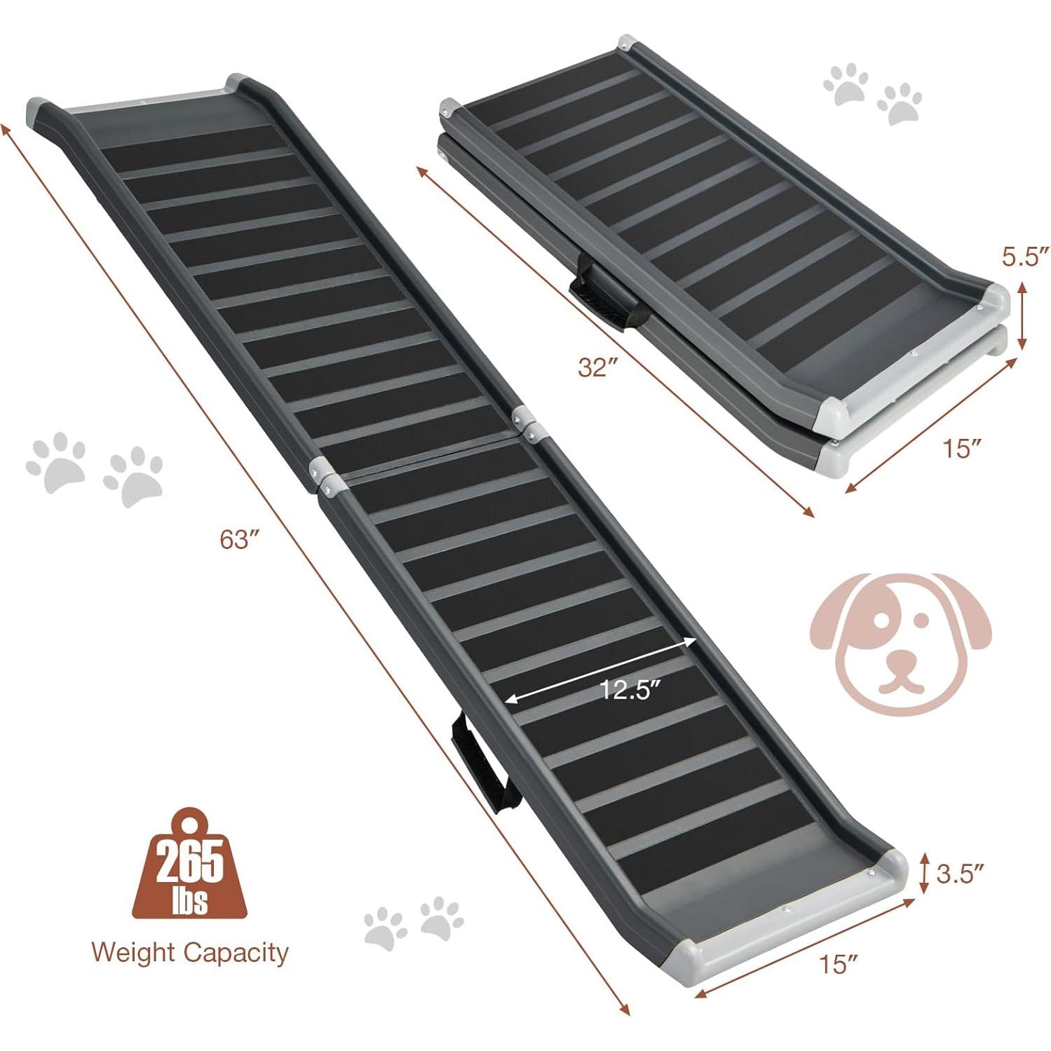 Rampa Plegable para Perros Goplus 160 cm Antideslizante 120 kg