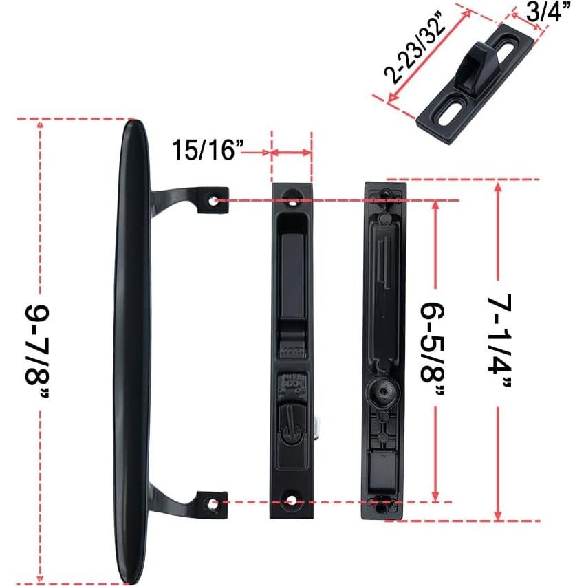 Juego de Manija de Cerradura para Puerta Deslizante Marrón