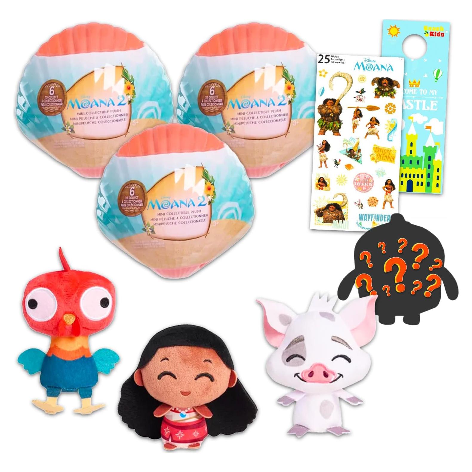 Caja Sorpresa Moana - Paquete 3 Mini Peluches + Stickers