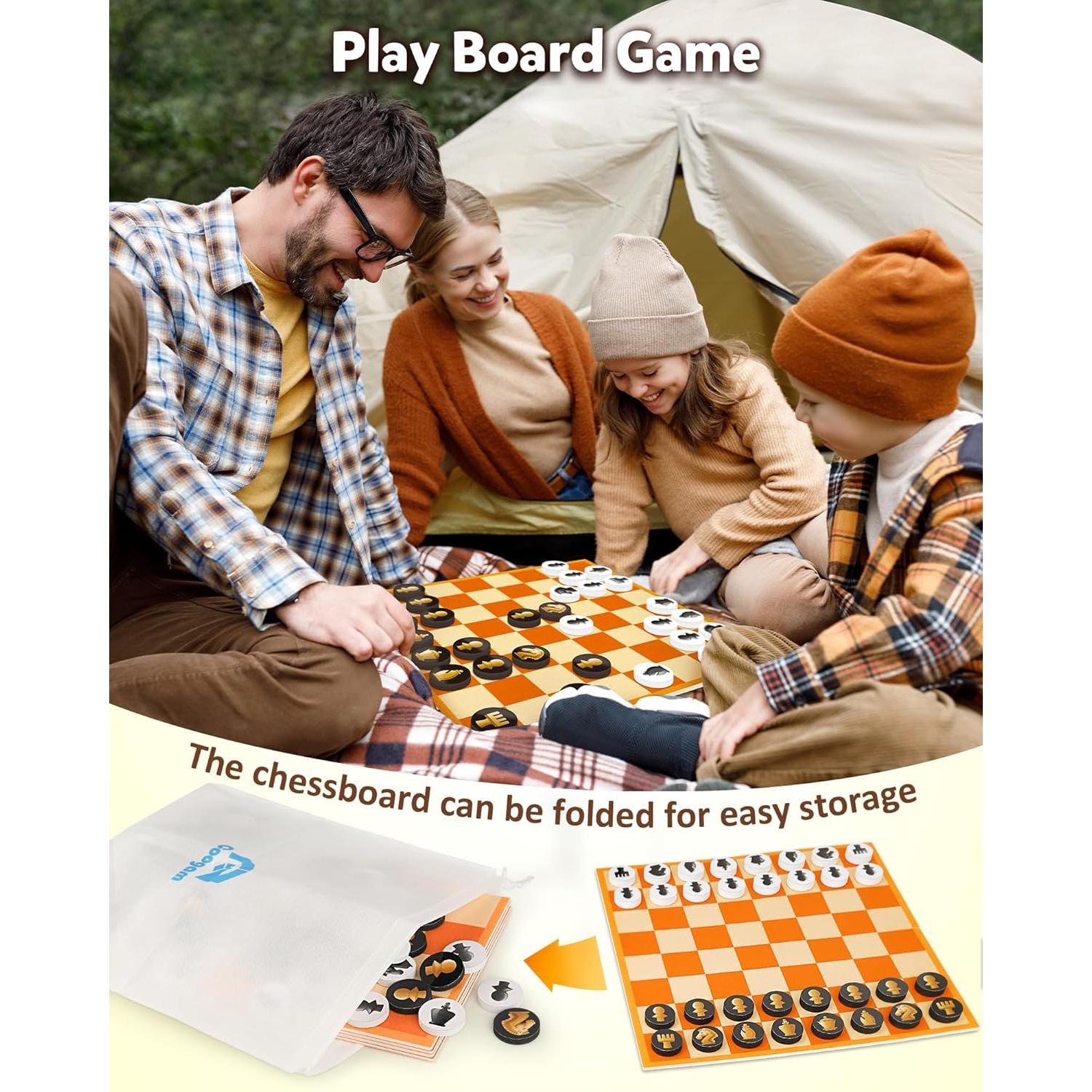 Juego de Mesa Coogam 3 en 1 Ajedrez Damas y Tres en Raya